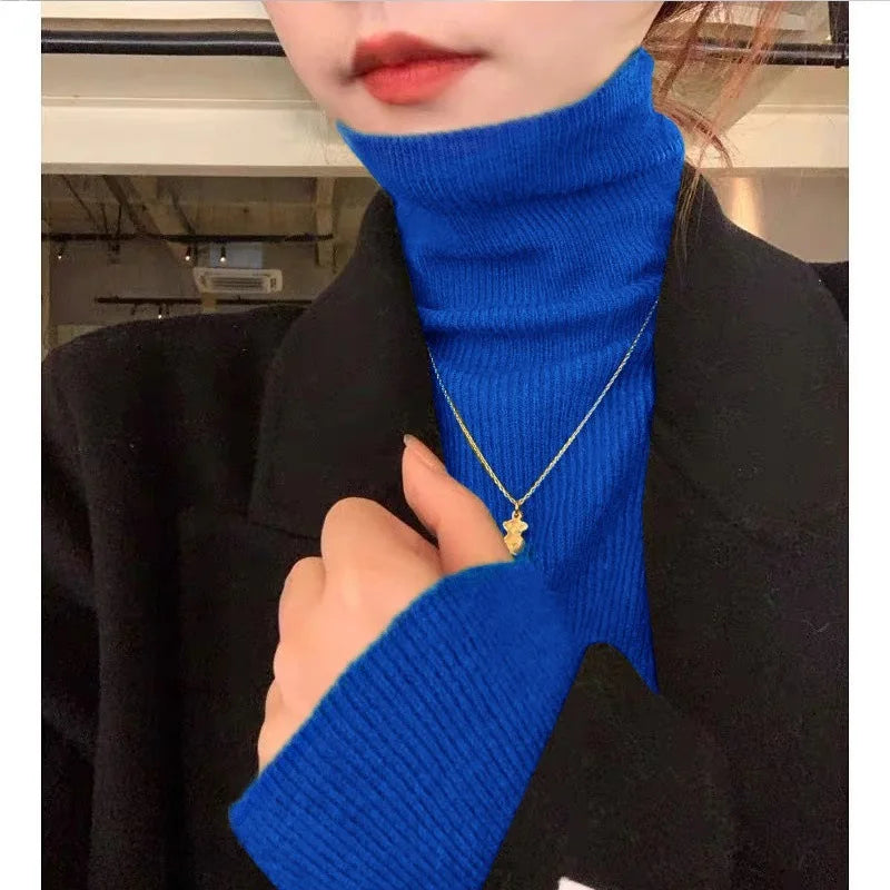 Fashion Soft Warm Basic Sweater Korean Turtleneck Long Sleeve Pullover Women's Autumn Winter 2025 Slim Solid Knitwear Tops