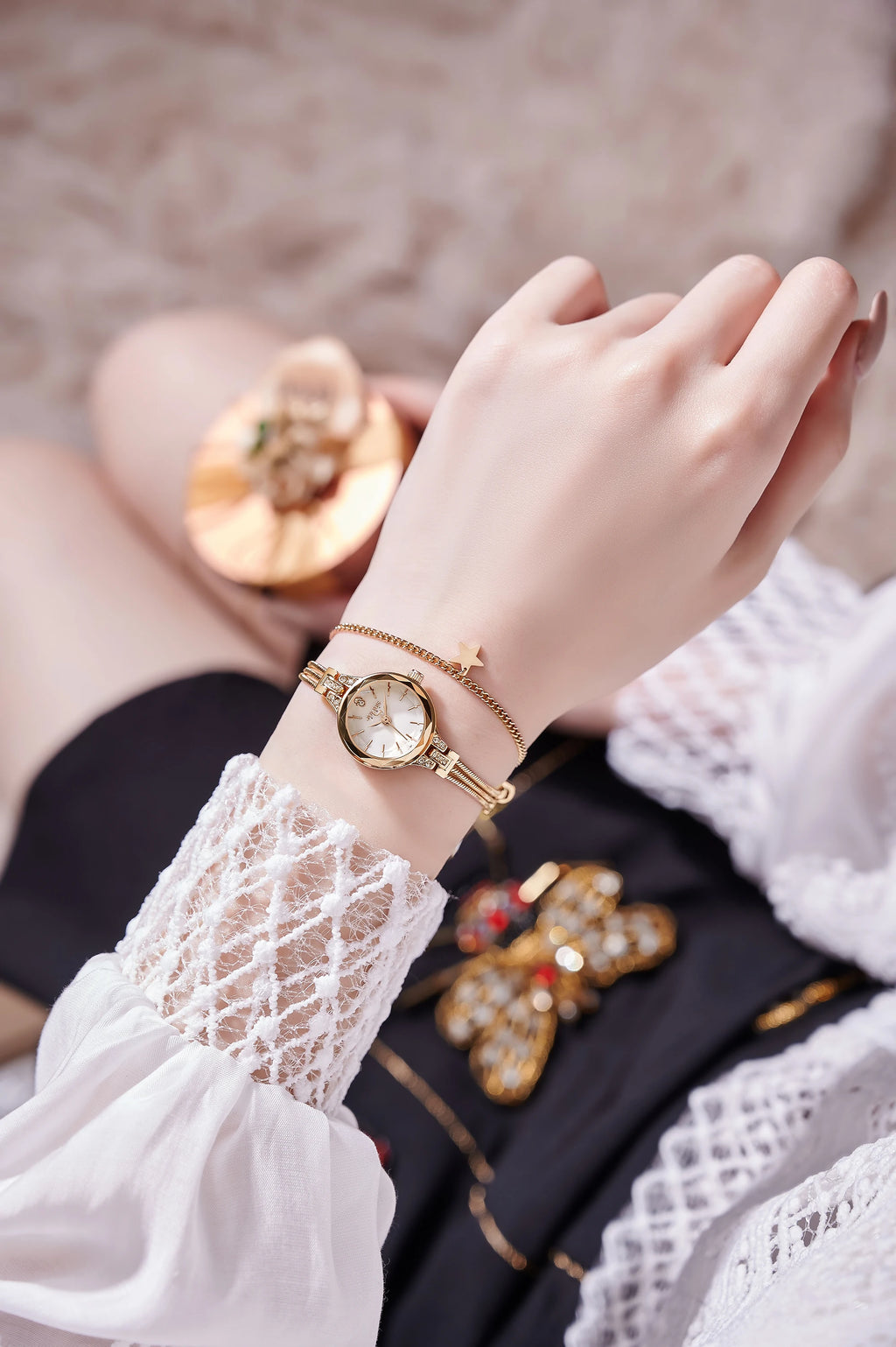 New JULIUS JA-918 Brand Women Watches Gold Genuine Brass Bracelet Hour Clock Montre femme reloj mujer relogio feminino