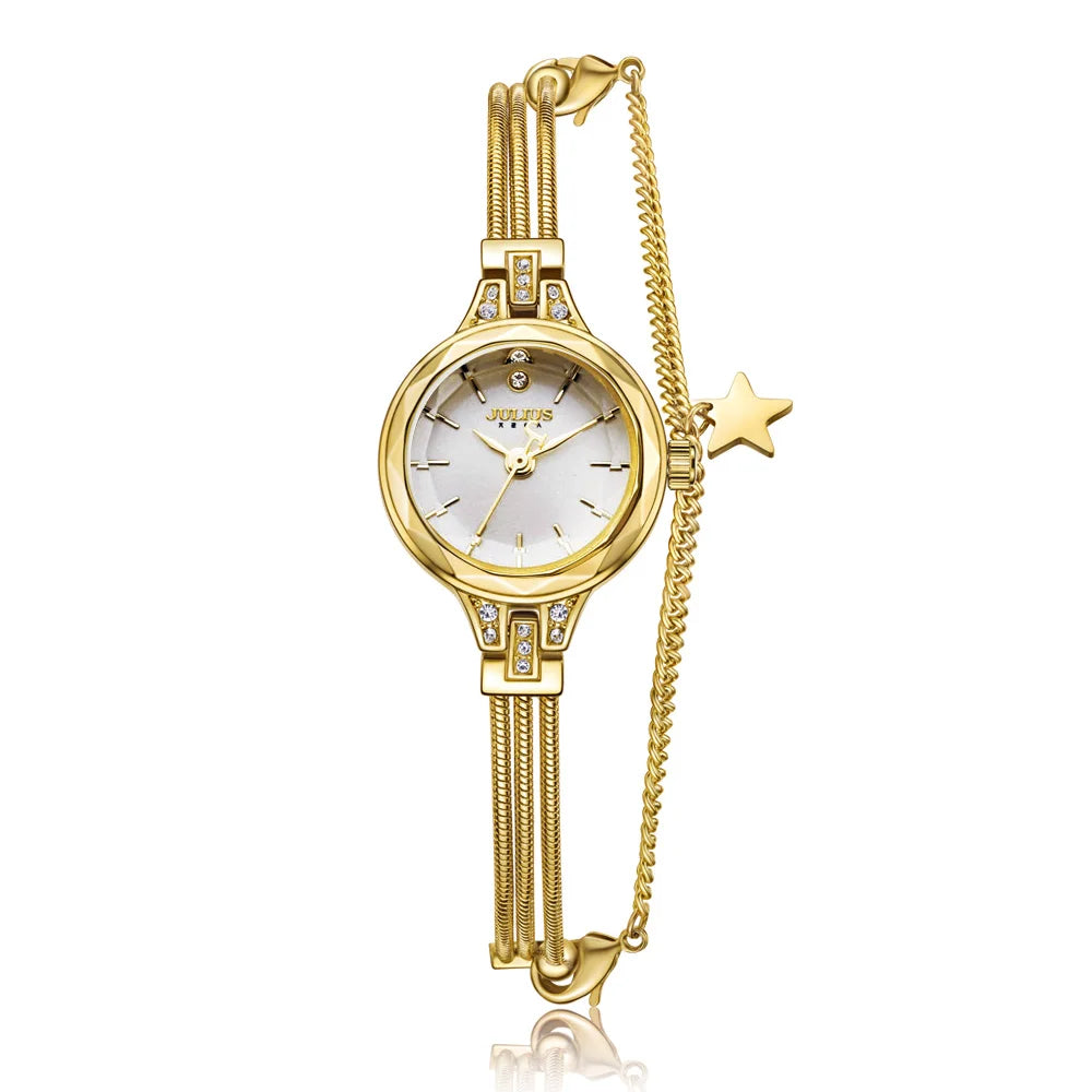 New JULIUS JA-918 Brand Women Watches Gold Genuine Brass Bracelet Hour Clock Montre femme reloj mujer relogio feminino