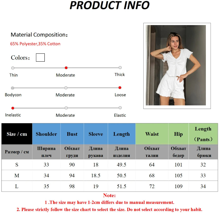 Blubelle Drawstring Short Sleeved Shorts Pajama Set Summer New Jacquard Pajamas women's Home Clothes Shorts 2-piece Set