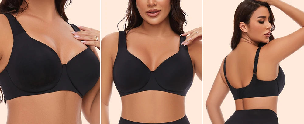 Sheroine Plus Size Underwire Bra Minimizer, Full Coverage Seamless Unlined Bras for Women Unpadded Everyday Support Comfort