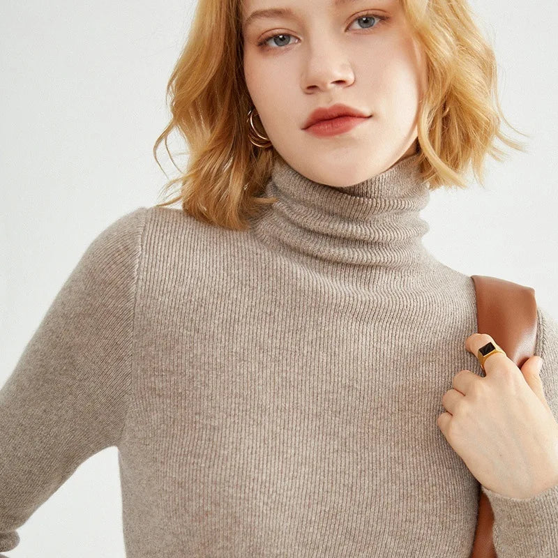 Fashion Soft Warm Basic Sweater Korean Turtleneck Long Sleeve Pullover Women's Autumn Winter 2025 Slim Solid Knitwear Tops