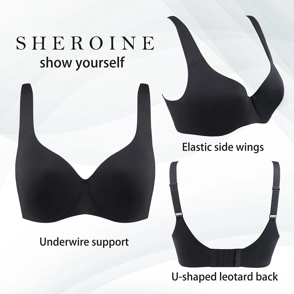 Sheroine Plus Size Underwire Bra Minimizer, Full Coverage Seamless Unlined Bras for Women Unpadded Everyday Support Comfort