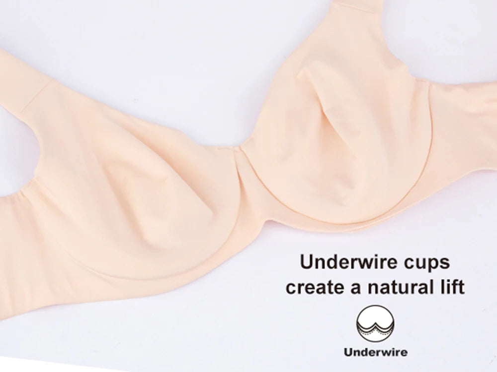 Sheroine Plus Size Underwire Bra Minimizer, Full Coverage Seamless Unlined Bras for Women Unpadded Everyday Support Comfort