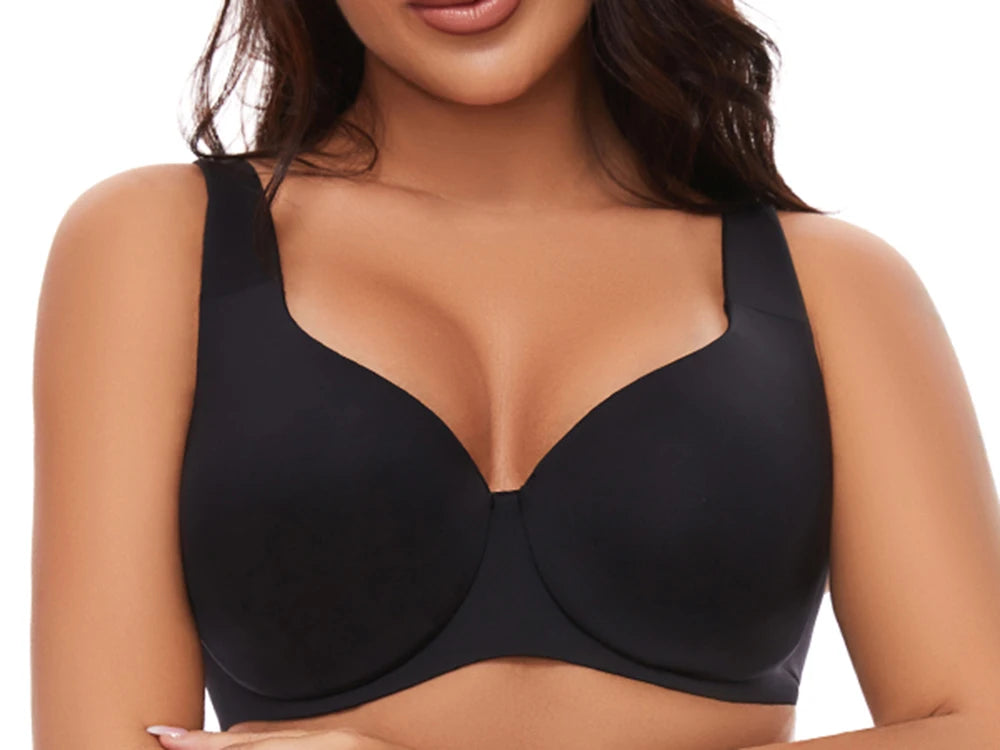 Sheroine Plus Size Underwire Bra Minimizer, Full Coverage Seamless Unlined Bras for Women Unpadded Everyday Support Comfort