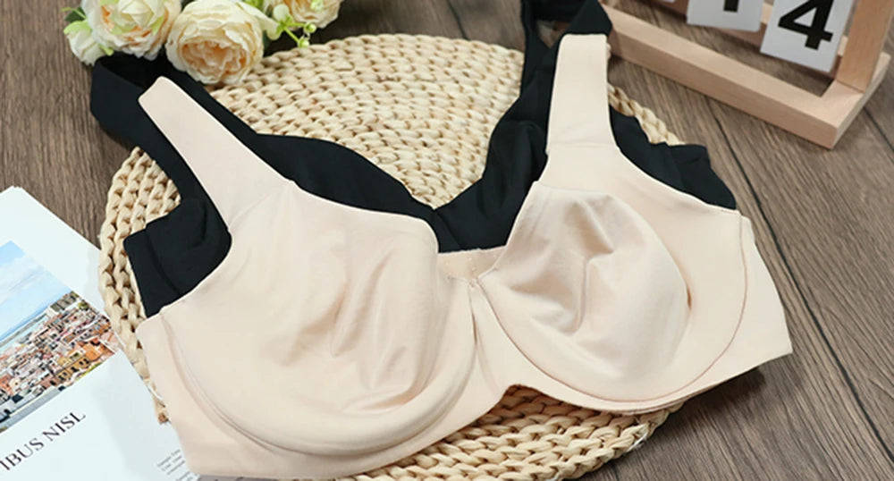 Sheroine Plus Size Underwire Bra Minimizer, Full Coverage Seamless Unlined Bras for Women Unpadded Everyday Support Comfort