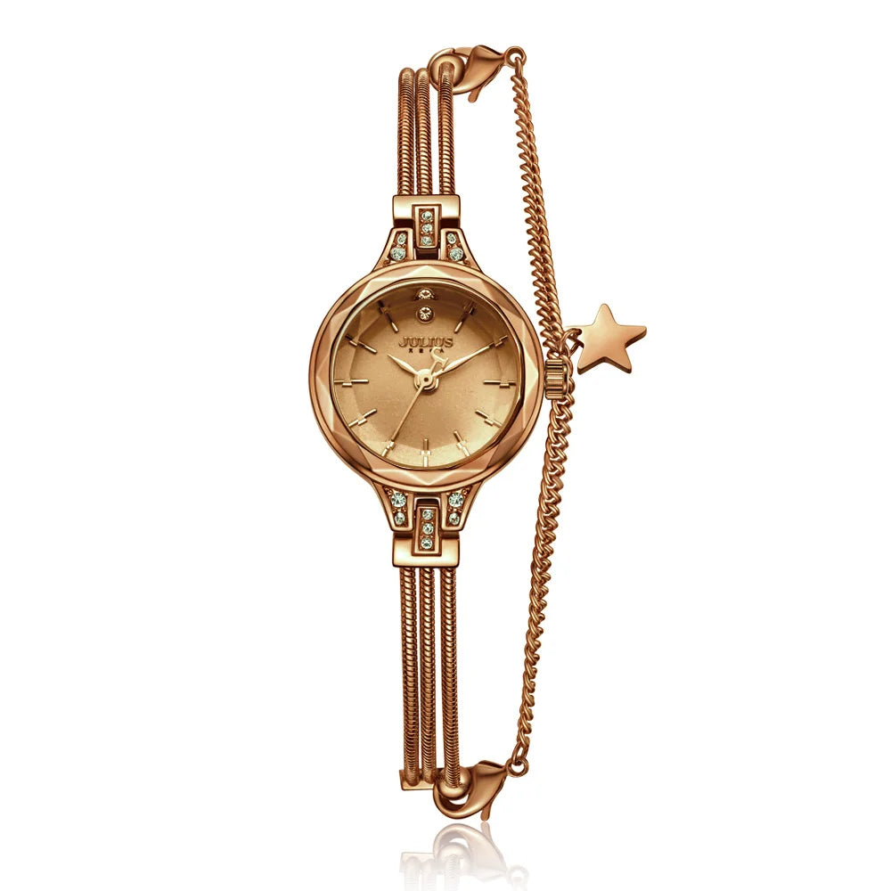 New JULIUS JA-918 Brand Women Watches Gold Genuine Brass Bracelet Hour Clock Montre femme reloj mujer relogio feminino