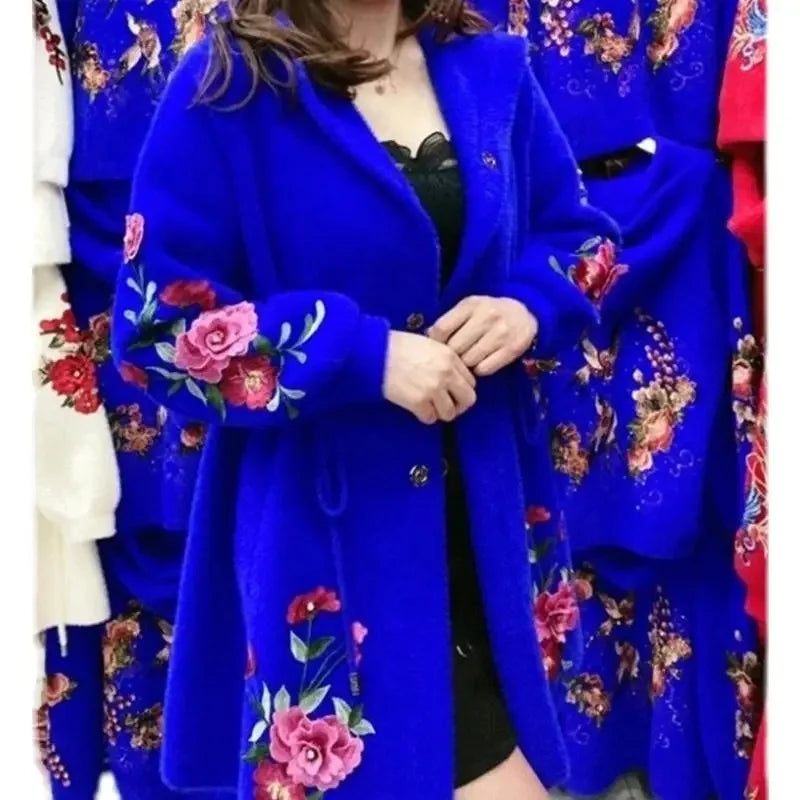 Autumn Winter New 2023 Women Imitation Mink Velvet Jacket Middle Aged Mother Hooded Loose Casual Warm Knitted  Cardigan Female