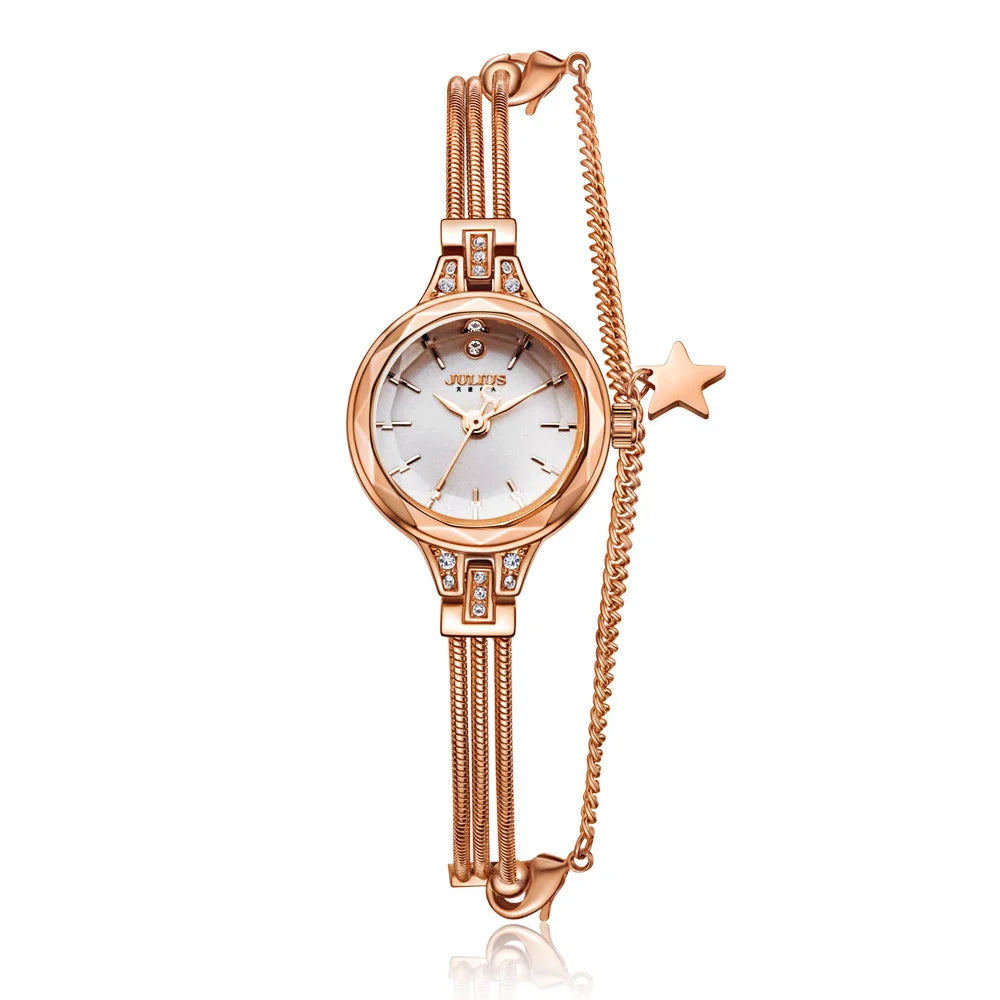 New JULIUS JA-918 Brand Women Watches Gold Genuine Brass Bracelet Hour Clock Montre femme reloj mujer relogio feminino