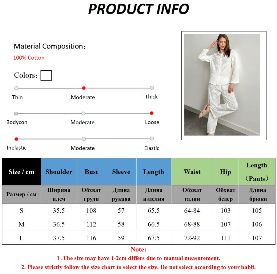 Blubelle 100% Cotton Cardigan Pants Pajama Set 2025 New Style Lapel Long Sleeved Long Pants Pajama Women's Casual Set
