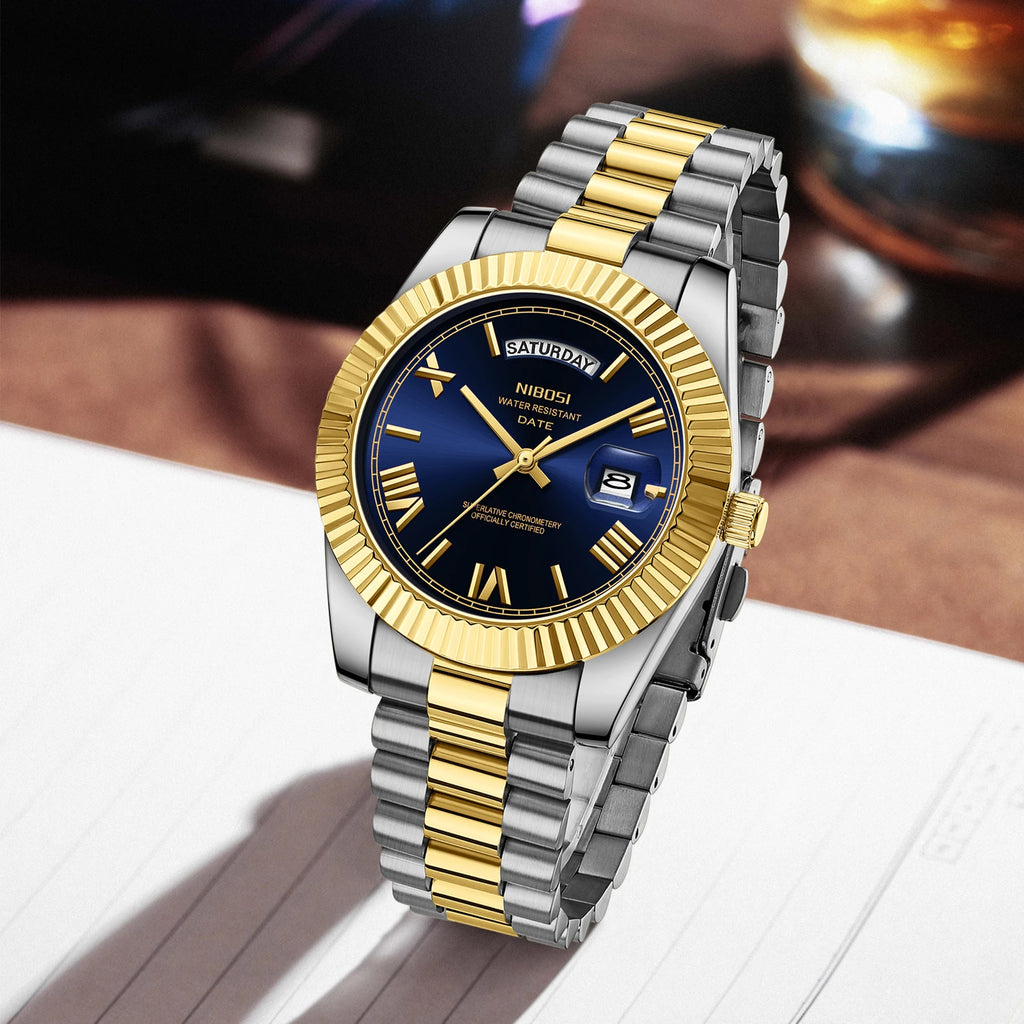 NIBOSI Top Brand Luxury Men Watches Fashion Wristwatch Day Date Miyota Quartz Watch Men Waterproof Steel Male Clock Reloj Hombre